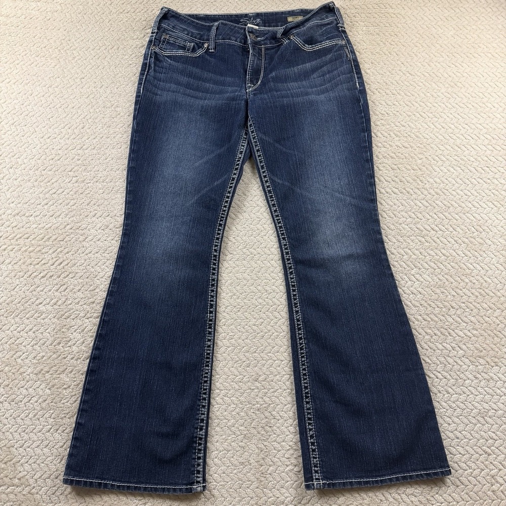 Silver Jeans Womens Suki Size 32x30 Bootcut Pockets Low Rise Whiskered Fade